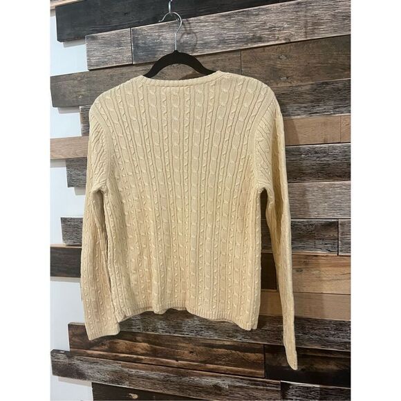 Talbots Cable Knit Cotton Crew Neck Sweater Made In Hong Kong petite sz M - Picture 2 of 6